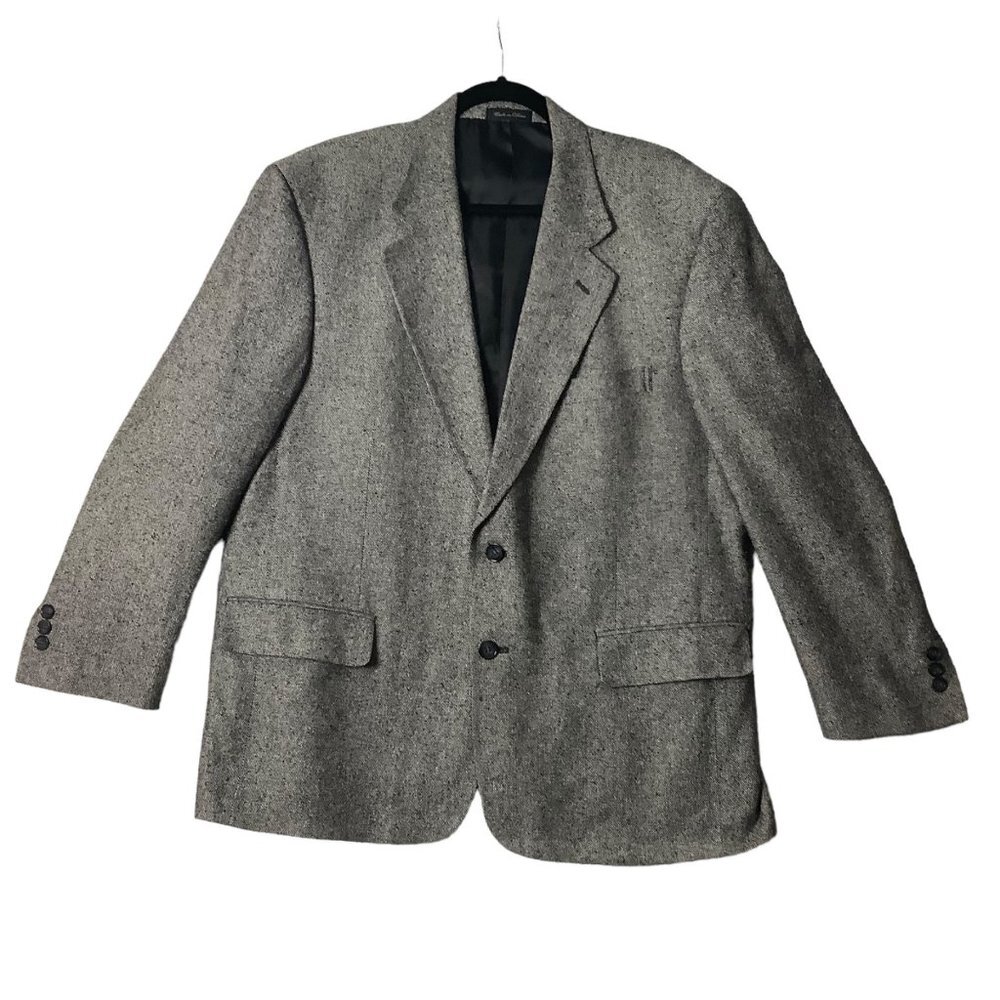 Mazzoni 100% Silk‎ 2 Button Sport Coat Jacket Men 44 Short Charcoal Gray Lined